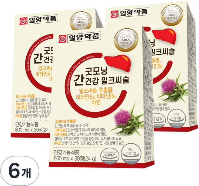 일양약품 굿모닝 간건강 밀크씨슬 24g, 30정, 6개