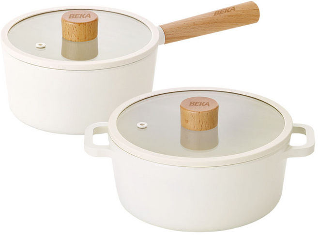 베카 블랑우드 IH 필수 냄비 2종 세트, 1개, 18cm 냄비 + 20cm 냄비, 아이보리