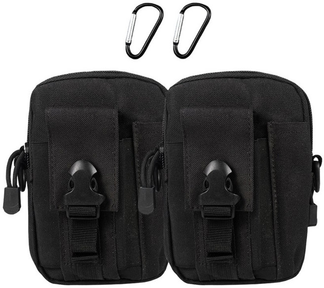 허리파우치 스마트폰 벨트파우치 등산 허리가방 힙색 웨이스트백 1+1, 블랙 1+1