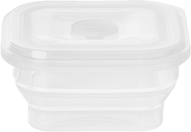 접어락 3단폴딩 실리콘 접이식용기 밀폐 보관 용기, 올클리어, 1개, 500ml