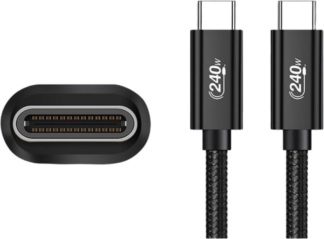 C to C타입 초 고속 충전케이블 240W, 2개, 블랙, 2m