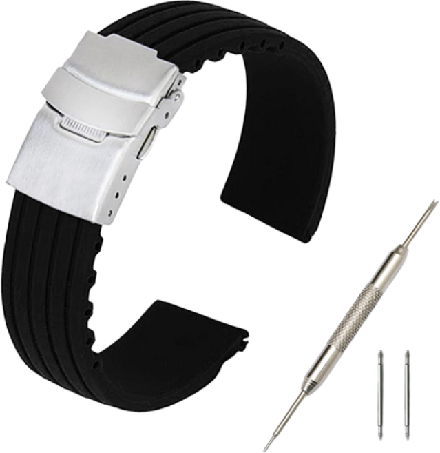 타임뷰 S-01 럭셔리 아쿠아 우레탄밴드 무광블랙시계줄 18 20 22 24mm