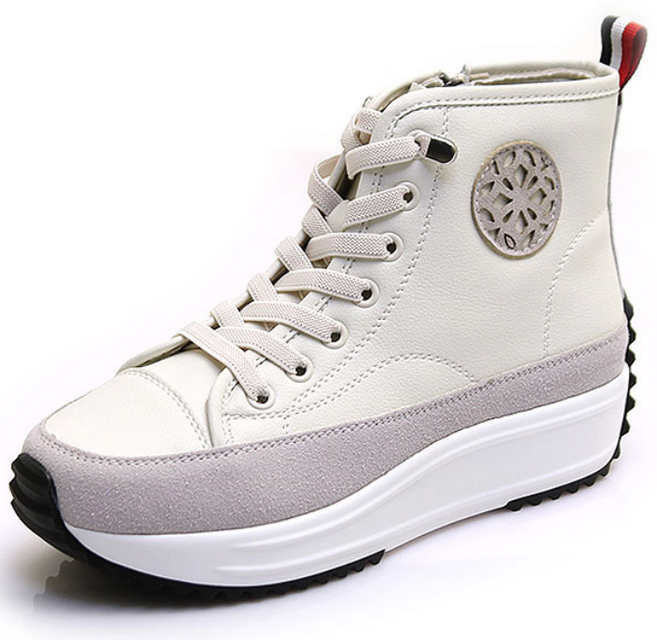 트리샤 하이탑 캐주얼 가죽 스니커즈 슬립온 운동화 BK P007