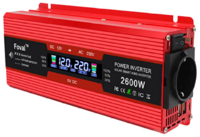 루앤 차량용 LCD 인버터 2600W 유사계단파 220V 60hz 한국형 KC인증, 레드 1526F1전압 12V, 1개
