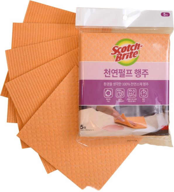 스카치브라이트 빨아쓰는 셀룰로오스 천연펄프 행주, 5개입, 1개