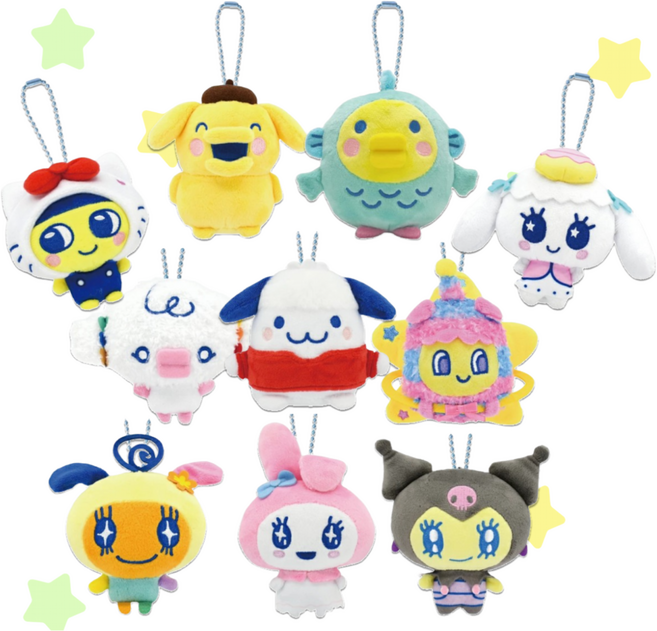 다마고치 X 산리오 콜라보 치비누이 키링 마스코트 인형 미미치 마메치 구치파치 플라워치 멜로디치 키티 마이멜로디 폼폼푸린 Tamagotchi Uni 주둥치 산리오 주댕치, 마멜X러블리치, 1개