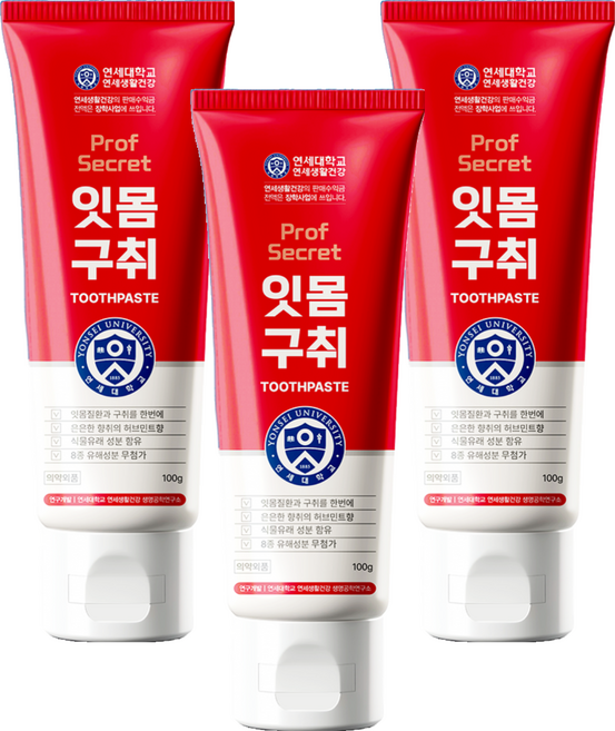 연세생활건강 프로프 시크릿 잇몸구취 치약, 100g, 3개