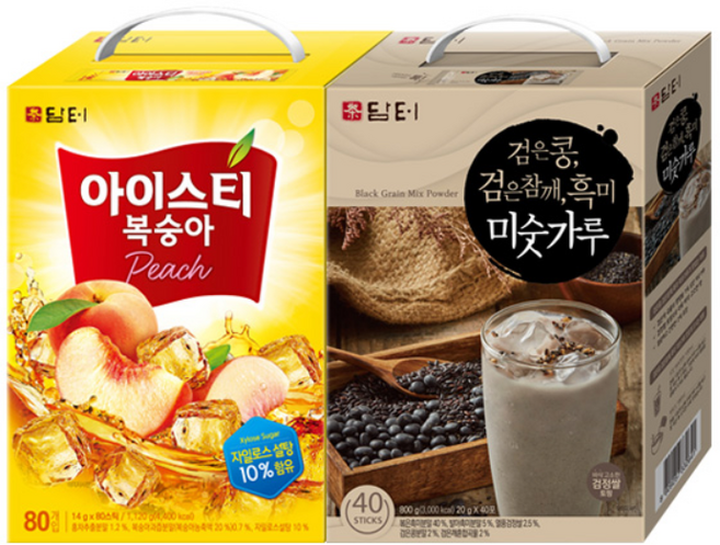 담터 아이스티 복숭아 80T +검은콩 미숫가루 40T, 1개, 20g