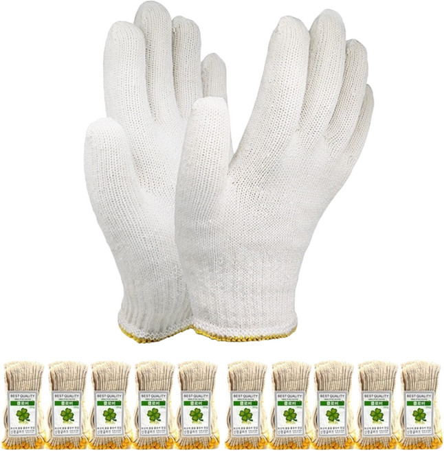 SJG 클로버 면장갑 35g 100켤레, 손목색상(노랑), 300개