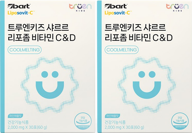트루엔키즈 샤르르 리포좀 비타민 C&D 파인애플맛, 2박스, 60g