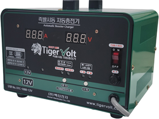 타이거볼트 12V 즉발시동 자동충전기 DTC-1000-12V 배터리방전 자동차 오토바이 경운기 밧데리, 1개