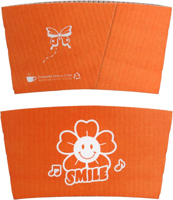 테이크아웃 종이컵홀더 98파이 16 20투명컵용 오렌지꽃, 1개, 1000개