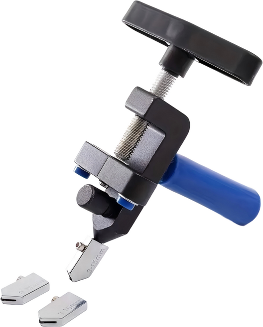 프리라이프 - 2in1 유리칼 소형 타일컷팅기 유리자르기 타일절단 공구, 1세트, LK256-BLUE