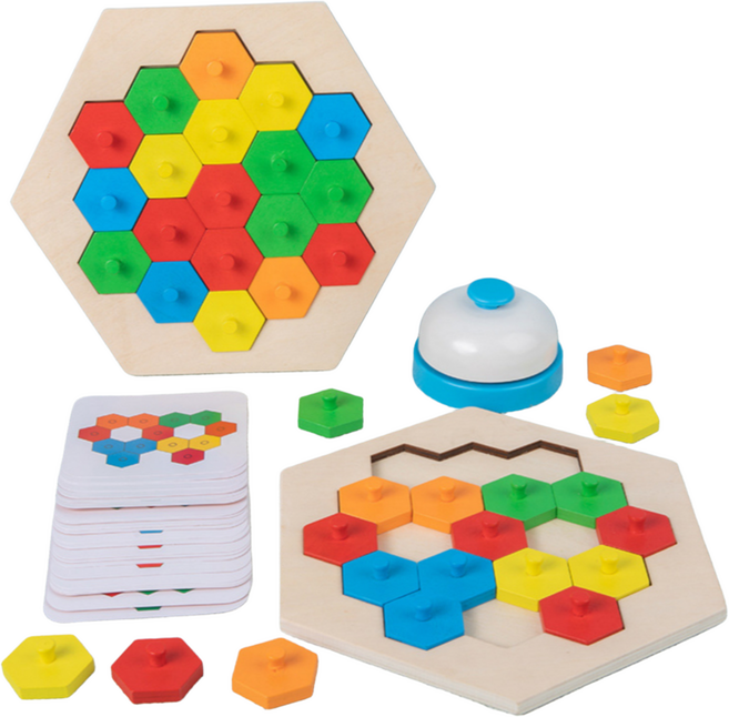 마크라쏭 벌집 퍼즐 손잡이 블럭 스피드 게임 경쟁 주의집중력 시지각 소근육 발달 교구 작업치료 감각통합 인지 활동, 손잡이블럭, 1개