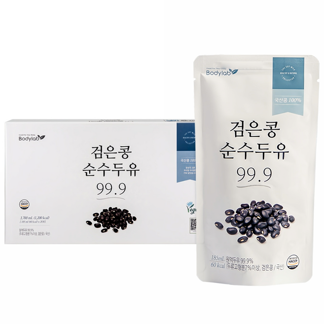 바디랩 검은콩 순수 두유 99.9, 185ml, 20개