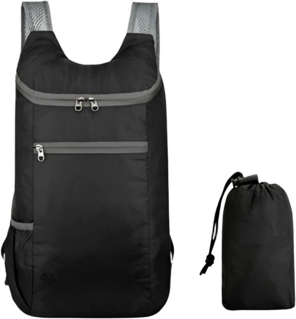히온 초경량 휴대용 접이식 백팩, 블랙