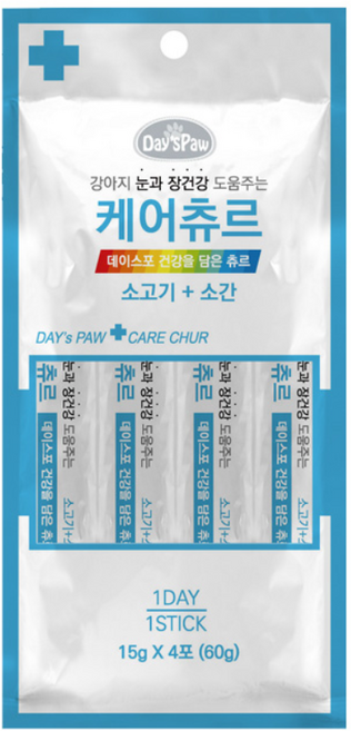 데이스포 케어스틱 소고기+소간 (눈과장건강) 4p, 60g, 1개
