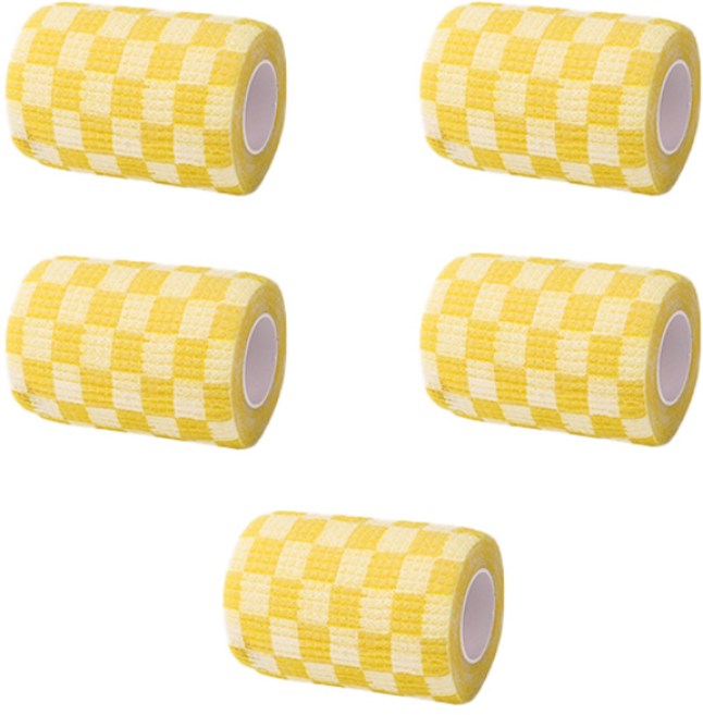 치프몰 반려동물 자가접착 신발 붕대 5개입, 7.5cm 체크 옐로우