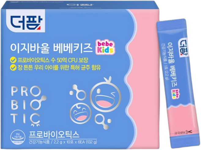 1일 1포로 간편하게 섭취하는 프로바이오틱스 50억 CFU보장 [약국정품] 더팜 이지바울 베베키즈 60포 (60일분)
