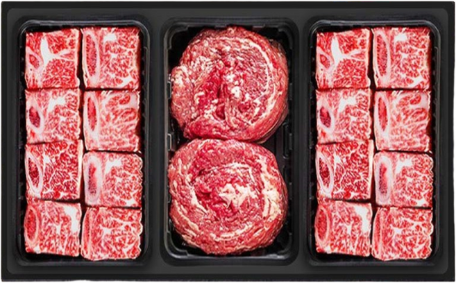 횡성한우 3구 [쿠가]찜갈비정육선물세트[찜갈비700gX2+불고기500g]총1.9kg, 1개