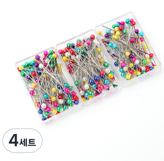 제이팩 구슬형 시침핀 80pcs, 4개, 혼합색상