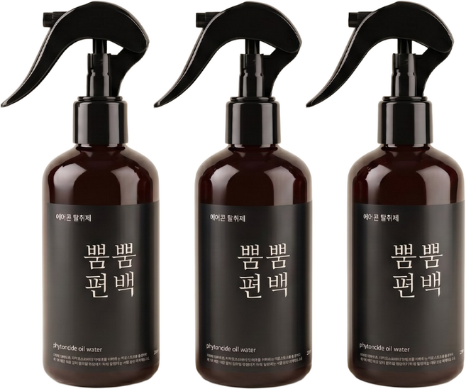 뿜뿜편백 에어컨 탈취제 250mL 3개입 방마다 하나씩 피톤치드 편백오일함유, 3개