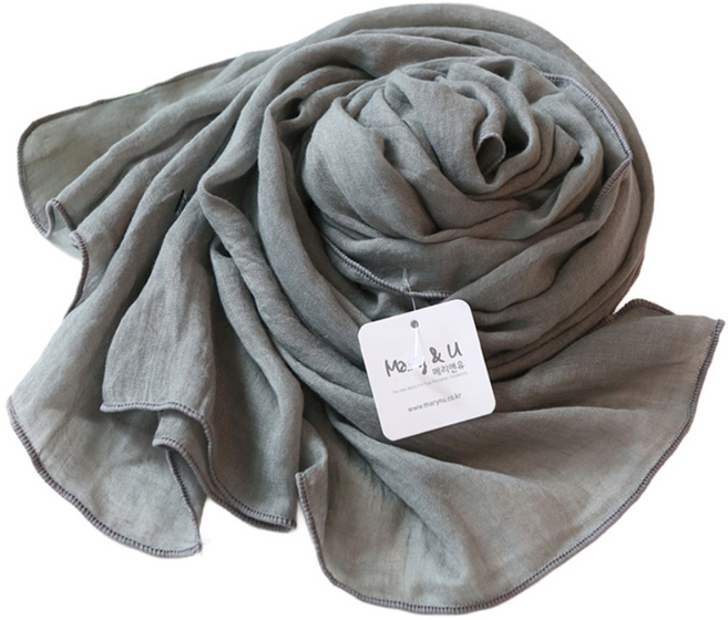 메리앤유 소프트 코튼 소재 칼라풀 무지 롱 스카프 국산