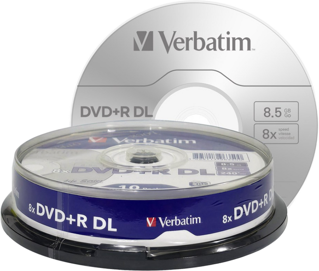 버바팀 DVD+R DL 10P CAKE 8.5GB 8배속 10장 공디스크, [케익통/10매], 1개