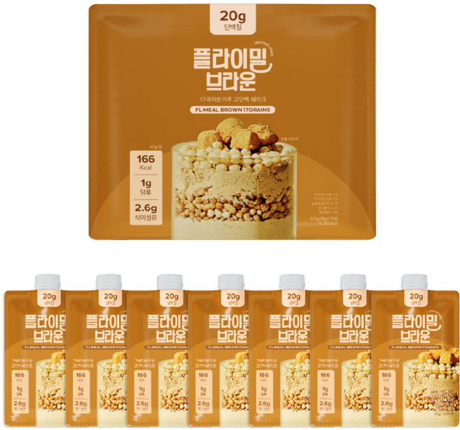 플라이밀 브라운 미숫가루 라떼 쉐이크, 45g, 7개