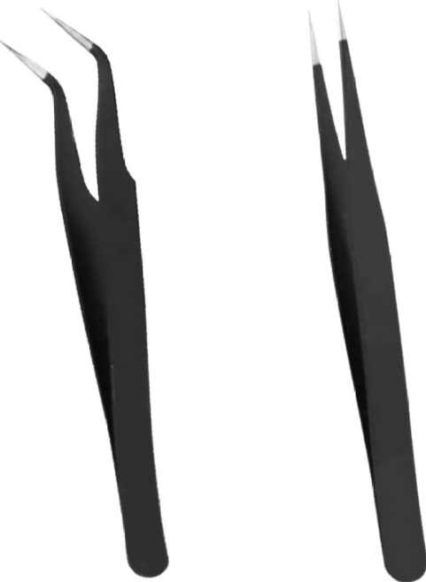 김시스터 프리미엄 속눈썹 핀셋 트위저 곡선형 일자형 정밀, 2개, 스테인레스