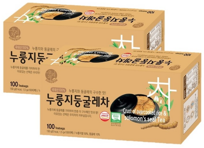 우리차 누룽지 둥굴레차, 1.5g, 100개입, 2개