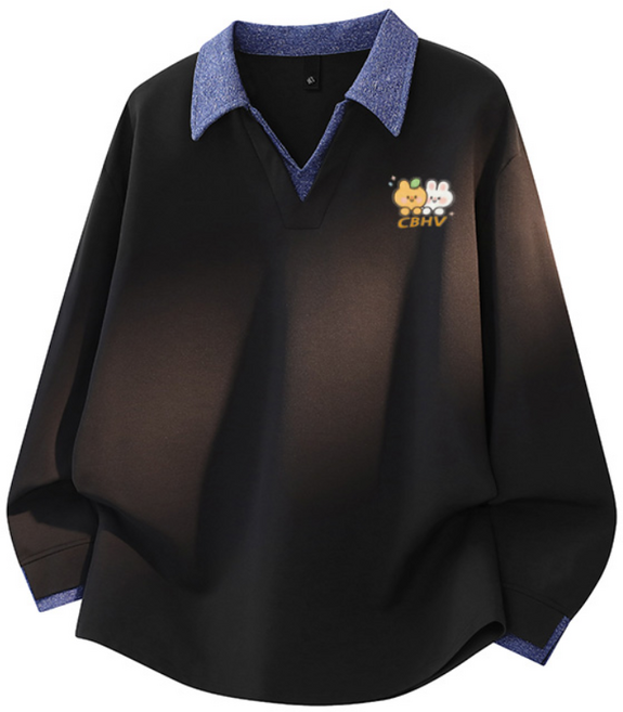 CBHV 남성 트렌디 빅사이즈 맨투맨 리브 V넥 상의 베스트셀러