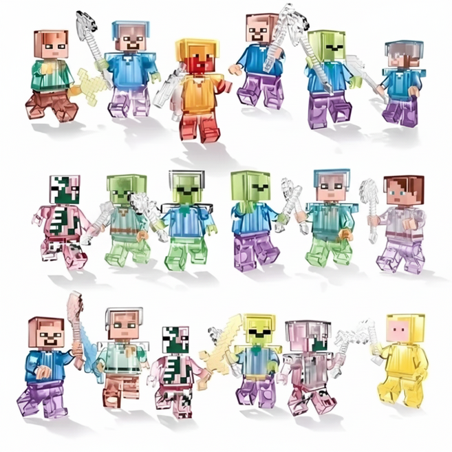 로이땅 몬스터 좀비 호환 투명 블럭 미니 피규어 16종, 1개