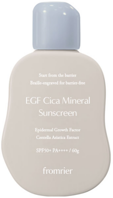 피부관리 화잘먹 쿨링프롬리에 비건 EGF 시카 무기자차 선크림 이지워시 자외선차단제 무자극 순한 썬크림 논코메도 - (7240046), 1개, 60g