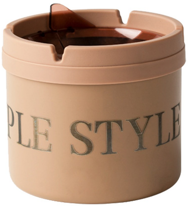 품앤판 심플 뚜껑형 스테인리스 냄새 차단 재떨이, 1개, 베이지