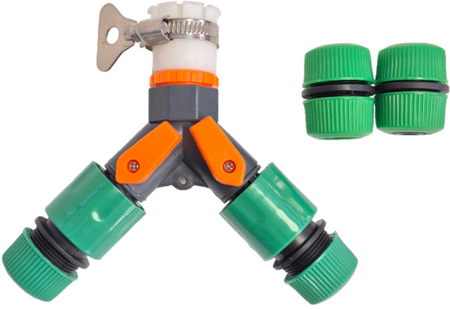 Y자 호스커넥터 수도꼭지 호스 연결구 분배기 어댑터, Y커넥터, 1세트