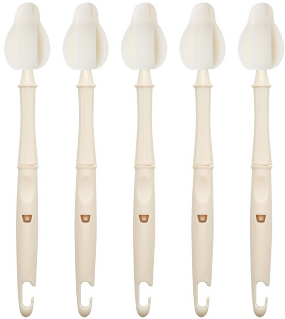 리에또 클린 롱 젖꼭지솔 텀블러 물병 젖병 세척솔, 5개, 롱 오트밀 5P