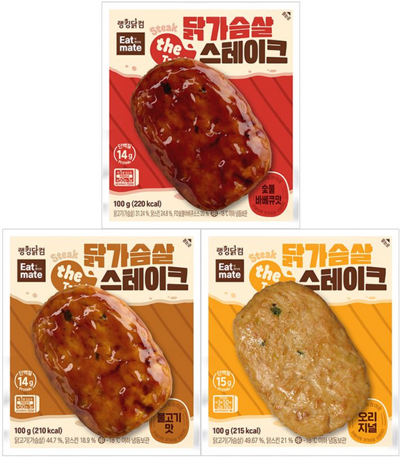 [랭킹닭컴] 잇메이트 닭가슴살 스테이크 3종 혼합, 100g, 100개