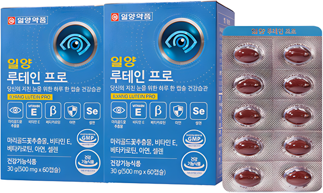일양약품 일양 루테인 프로 500mg 60캡슐 4개월분 일양 눈건강, 60정, 2개