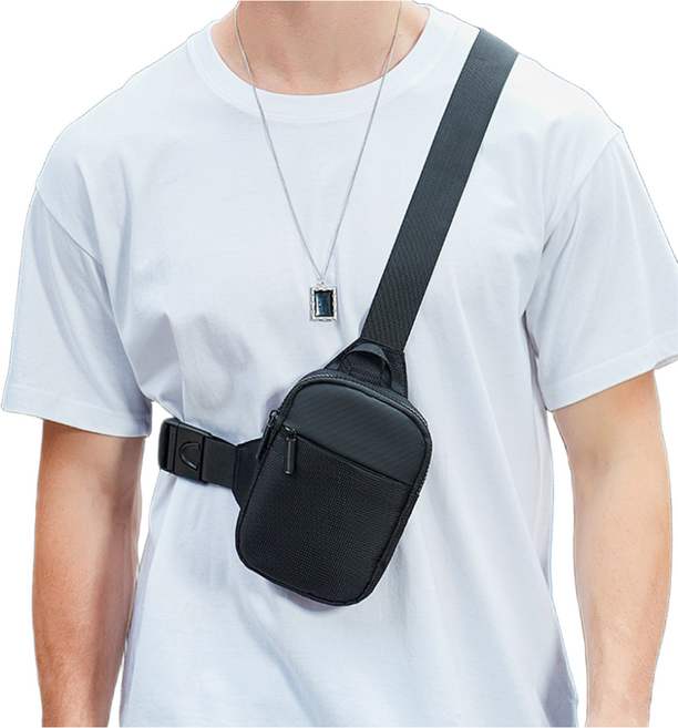 주니지니네 액티브미니 슬링백 휴대폰 가슴 가방 남녀공용, 왼쪽 끈
