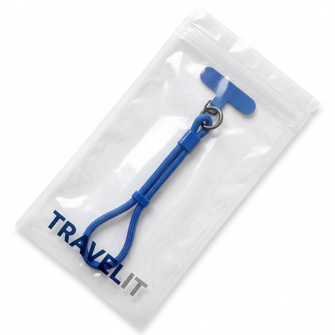 트래블잇 낙하 도난 방지 핸드폰 스트랩, 1개, 블루