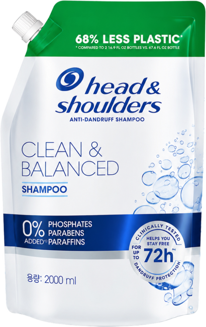 H&S 헤드앤숄더 클린 앤 밸런스드 샴푸 2L H&S C&B REFILL SHAMPOO 2L