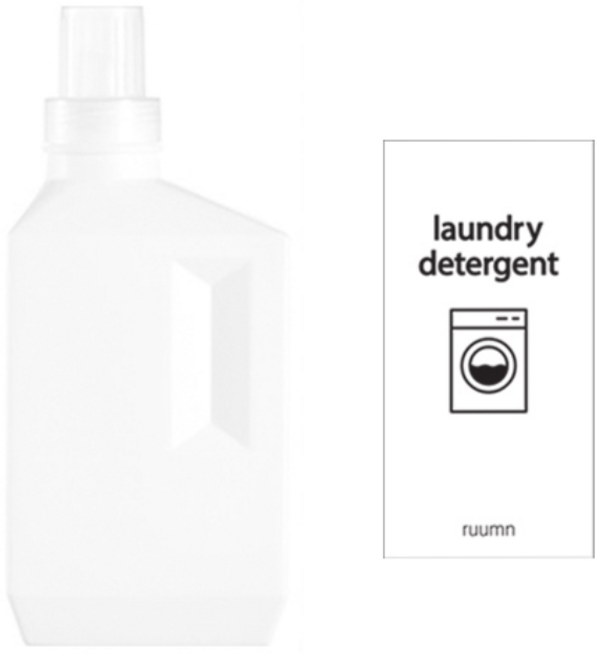 뉴앤룩 세탁 세제 소분 용기 1L + 세탁 세제 스티커 세트, 화이트, 1세트