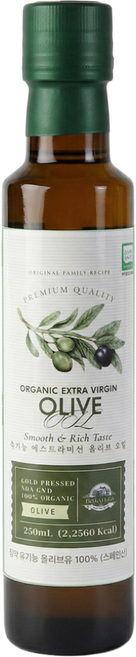 올리오리아 엑스트라버진 유기농 올리브오일 최고급 피쿠알품종 올리브유, 9개, 250ml