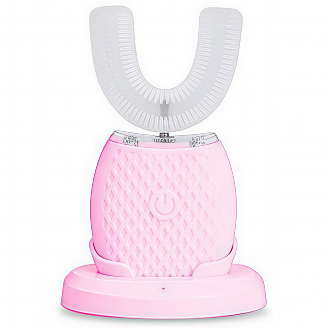 커채 u형 전동칫솔 치아미백기 방수 구강 청결 초음파 스케일링, 베이스 충전 핑크, 1개, XYQO1