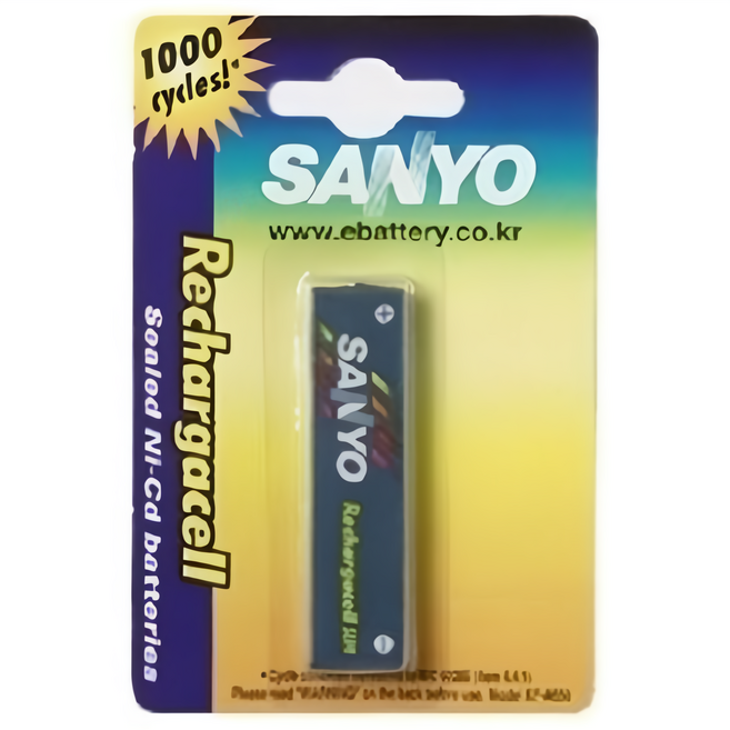 포장 제품 산요 Ni-Cd 슬림충전지 KF-A650 오리지날 일제 650mAh 사각충전지 사각배터리 껌배터리 사각건전지, 1개