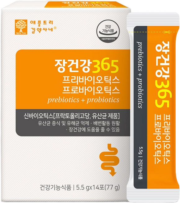 애플트리김약사네 장건강365 프리/프로바이오틱스 2주분 1박스 비피더스 유산균, 5.5g, 1개