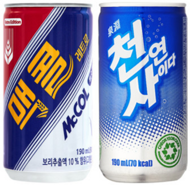천연사이다 맥콜 190ml X 각 30캔/ 총 60캔, 60개
