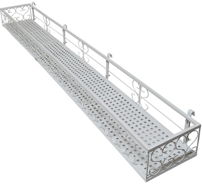 MK 베란다 화분걸이대 일반 창틀용 (직각 150 X 20cm) 창틀고리4개형, 흰색, 1단