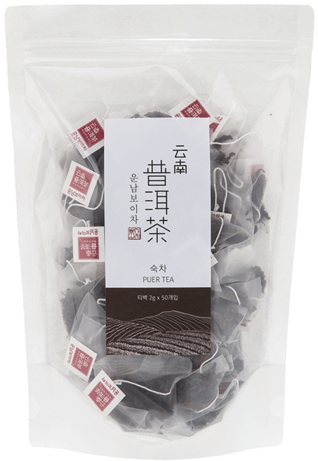운남보이차 보이차 벌크 티백 스탠딩지퍼백, 2g, 50개입, 1개